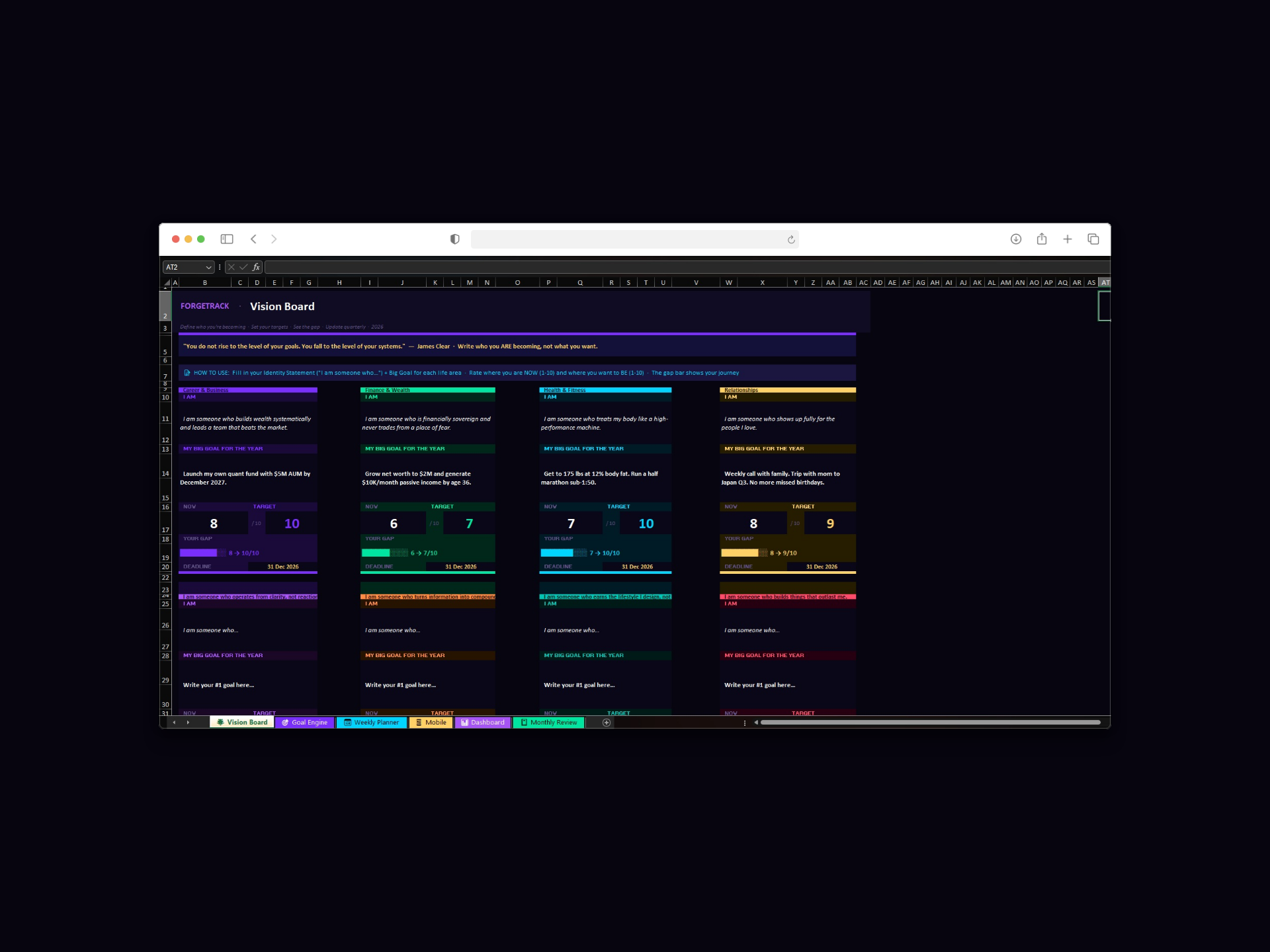 ForgeTrack Goal & Vision Planner