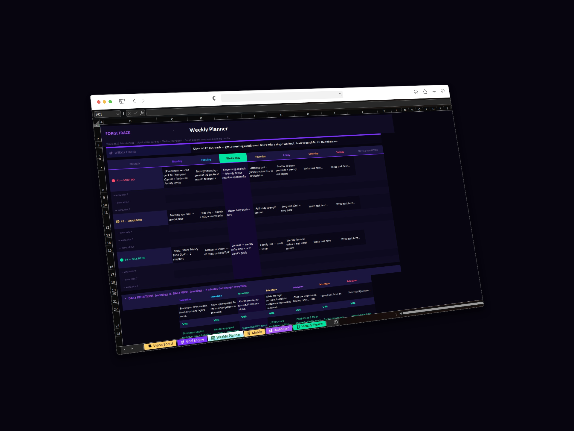 ForgeTrack Goal & Vision Planner